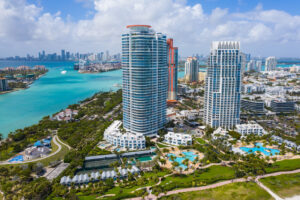 Family hiring a live-in travel nanny job in miami beach. Photo features the job location in south pointe miami beach.