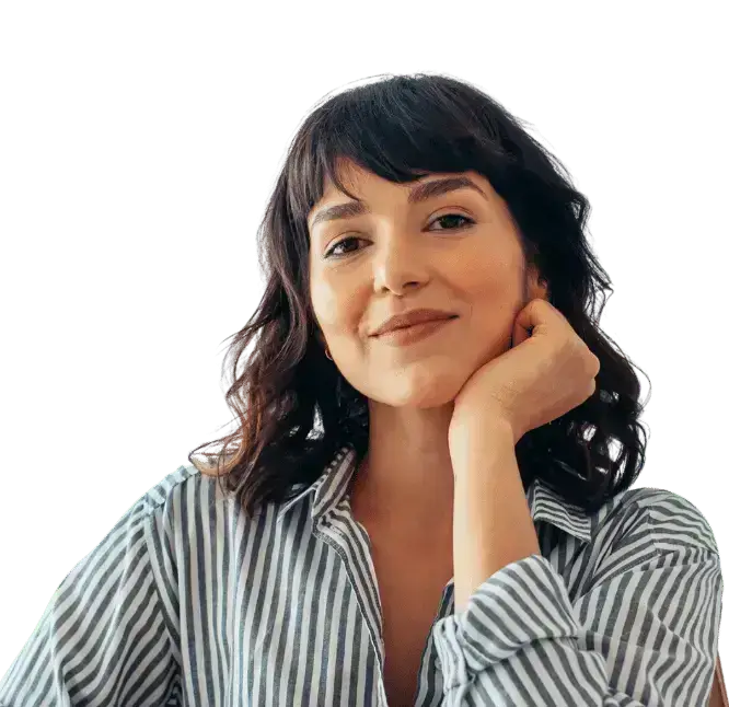 professional woman smiling in a relaxed office setting