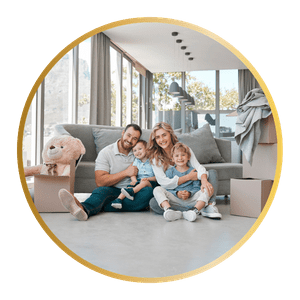 Relocation Nanny Service Family on Floor with Teddy Bear