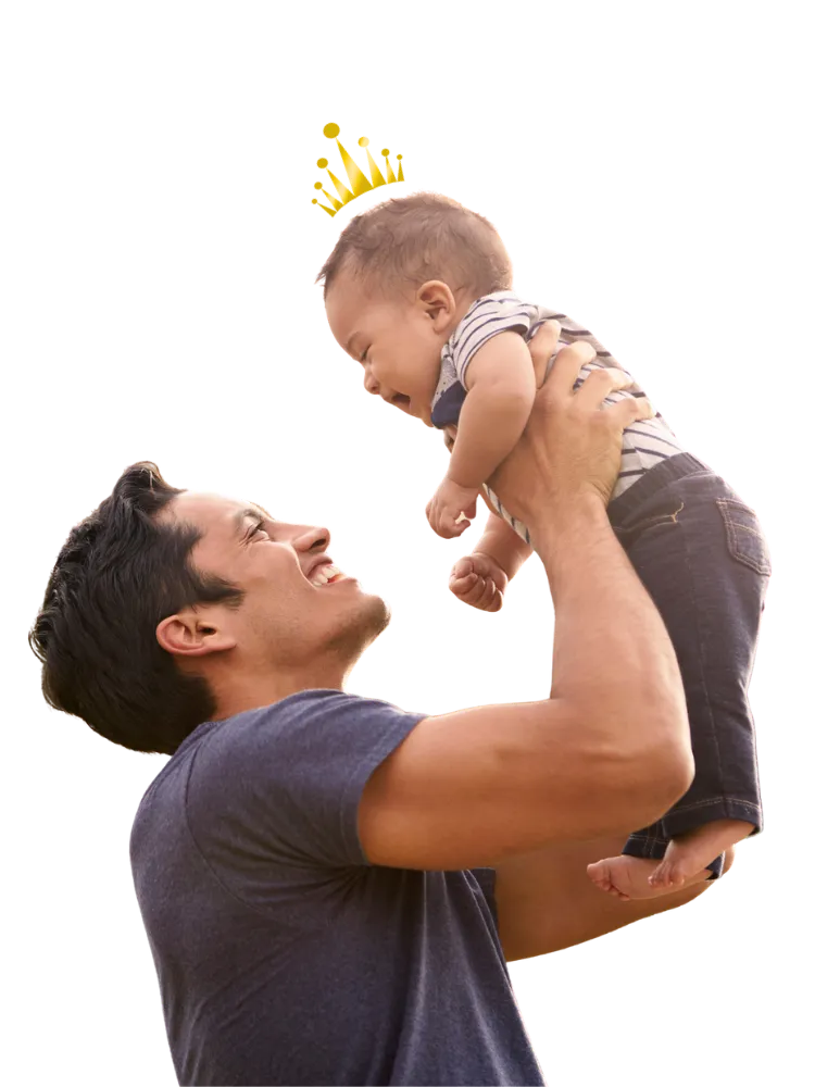 Miami father holding baby, hired a Kensington Nanny Miami nanny agency